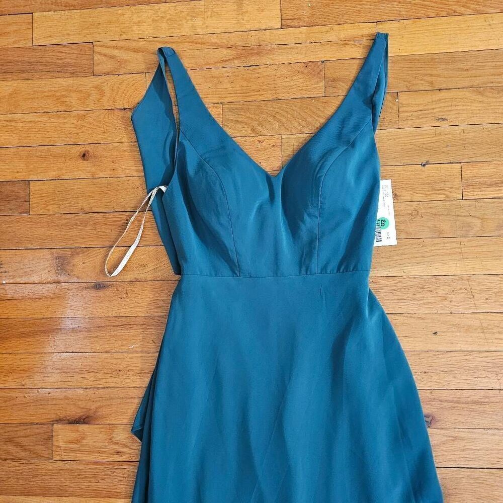 Jenny Yoo Delaney Maxi Dress V Neck Tie Back Size 2 - Picture 3 of 8